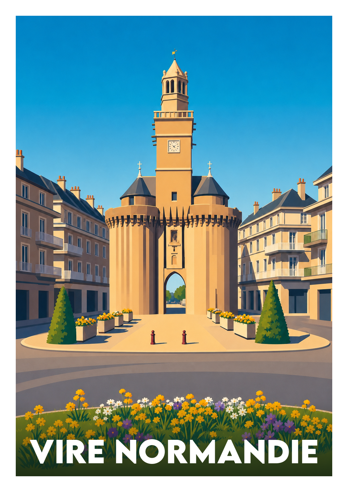 Affiche souvenir de Vire Normandie – image brute sans cadre
