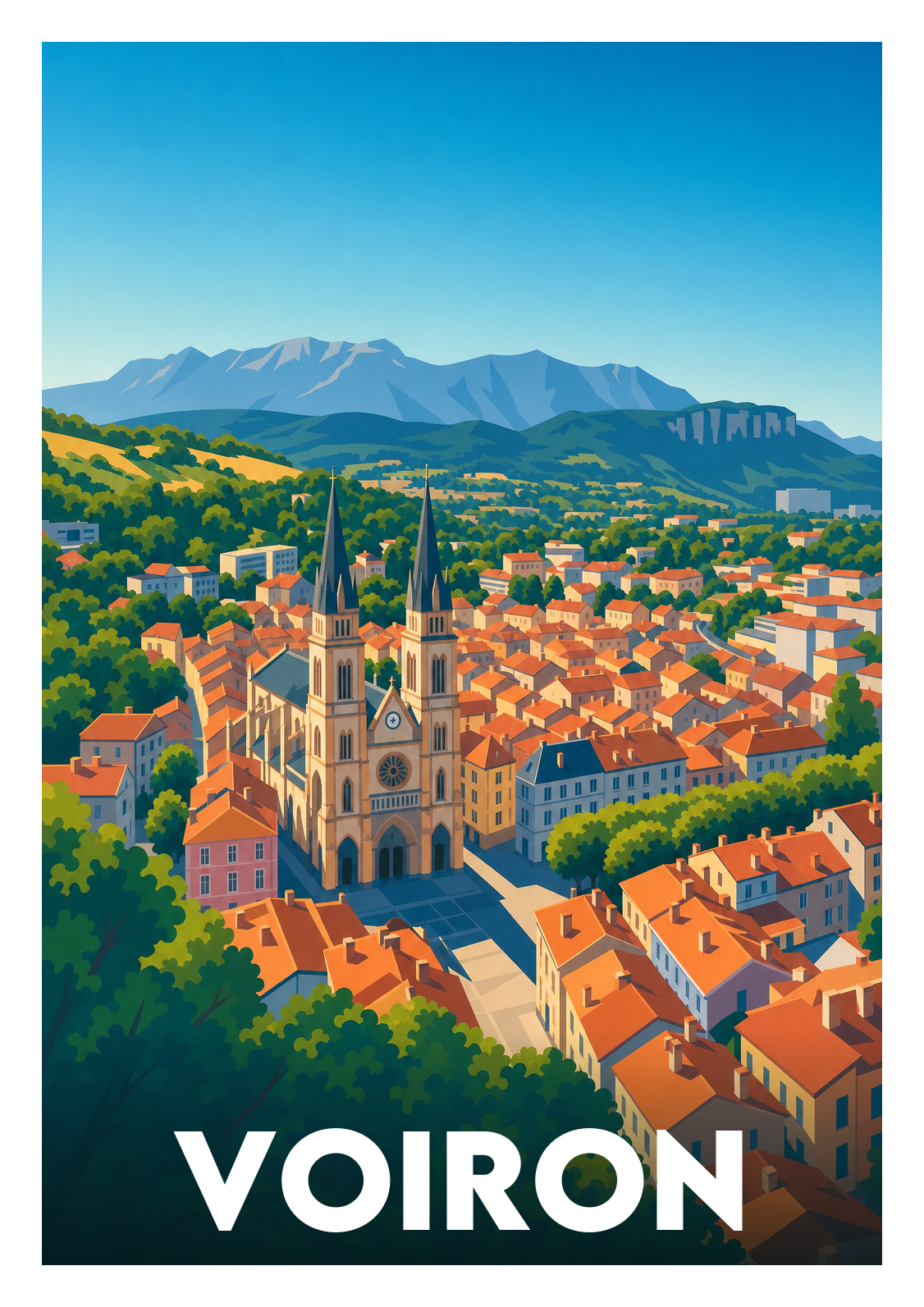 Affiche souvenir de Voiron – image brute sans cadre