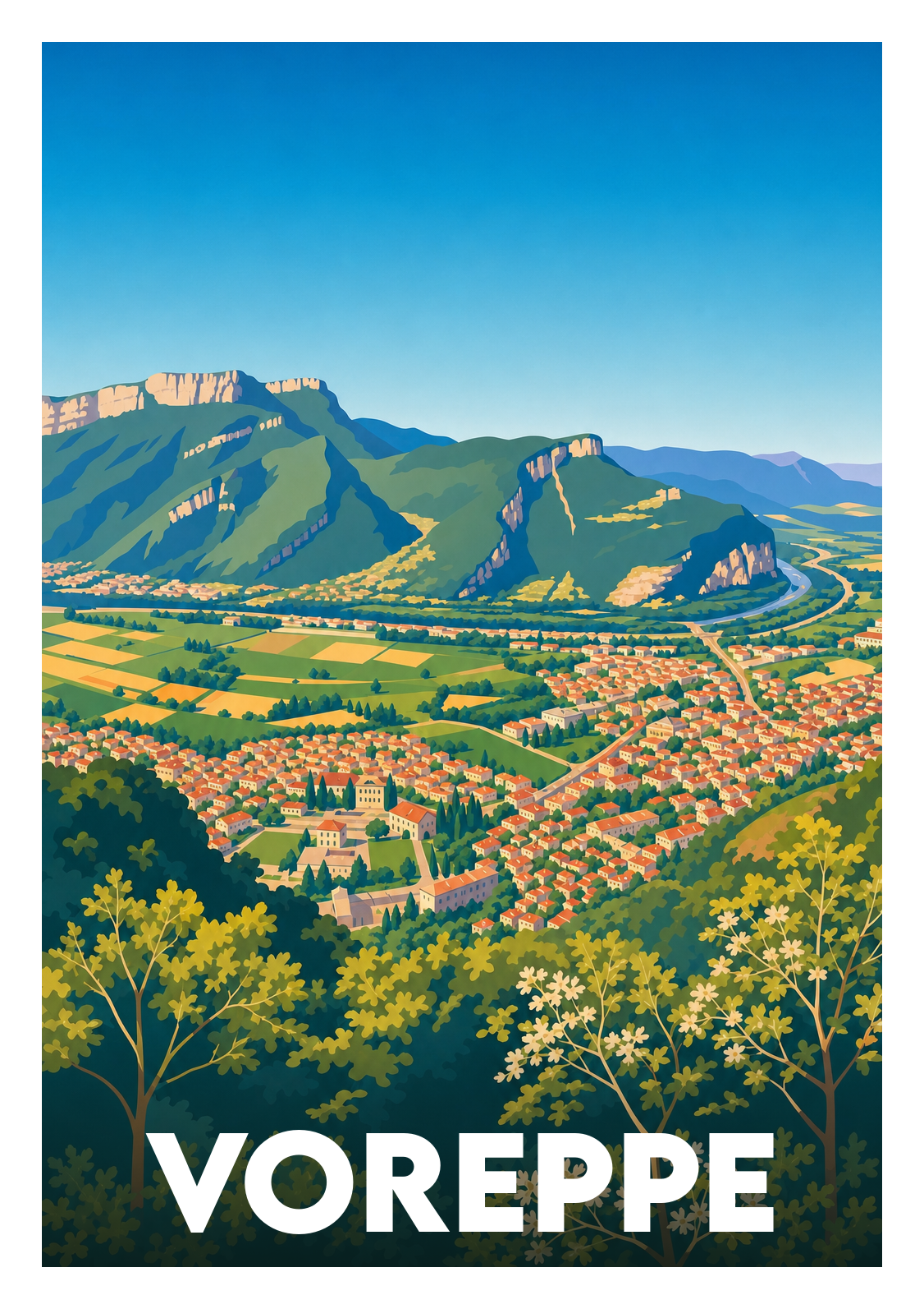 Affiche souvenir de Voreppe – image brute sans cadre