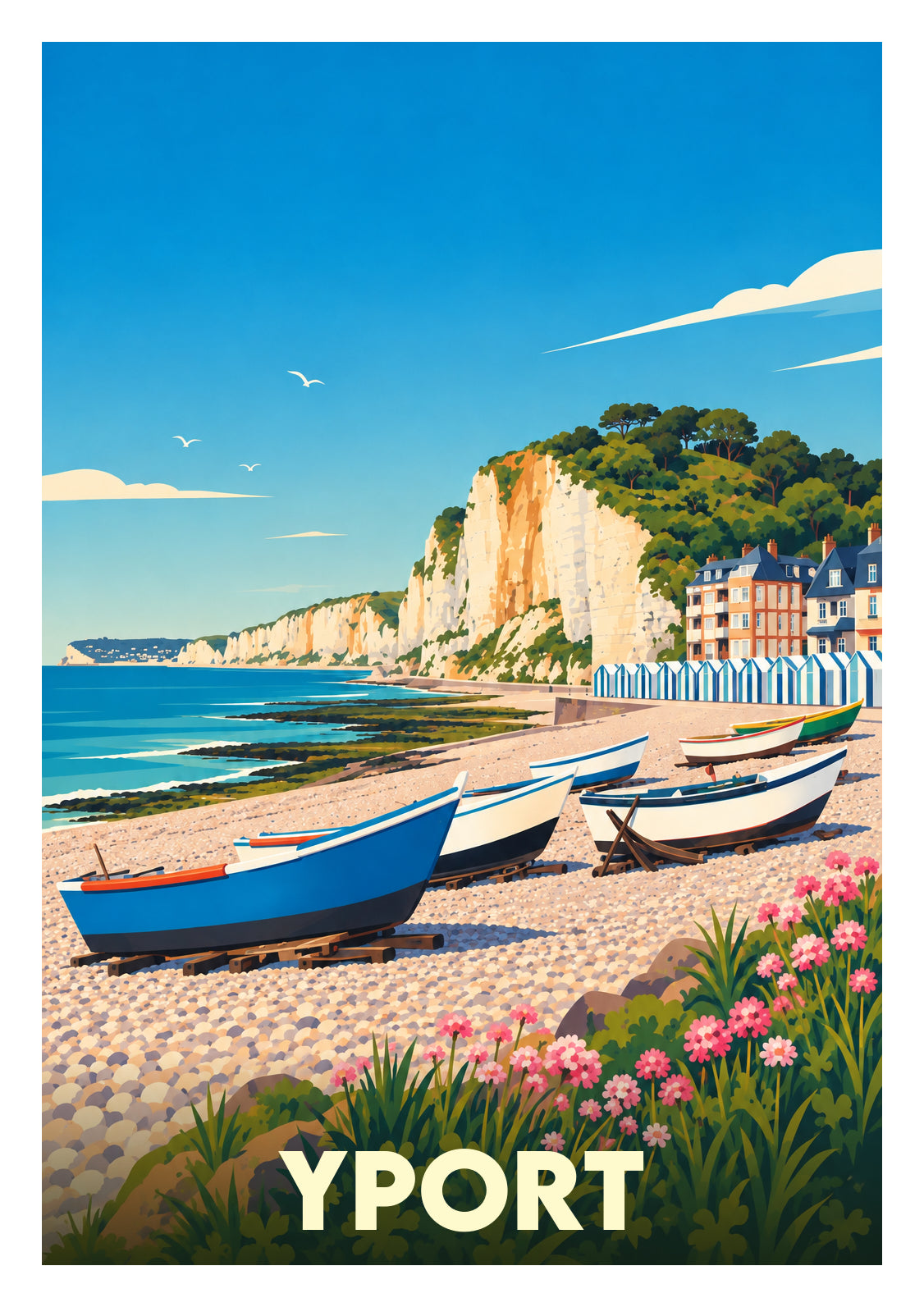 Affiche souvenir de Yport – image brute sans cadre