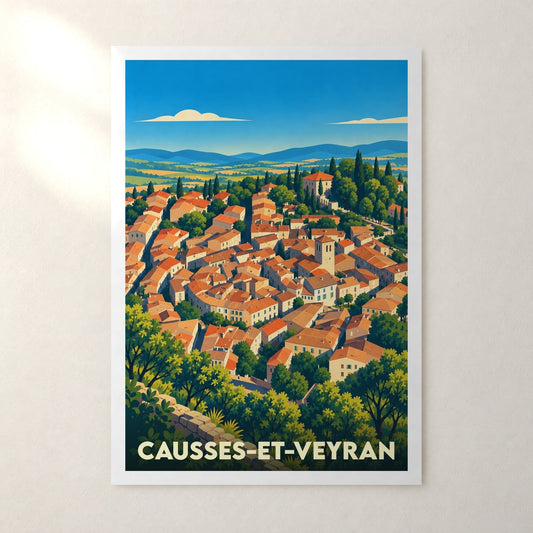 Affiche Causses-et-Veyran – sans cadre, accrochée au mur