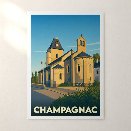 Affiche Champagnac – sans cadre, accrochée au mur