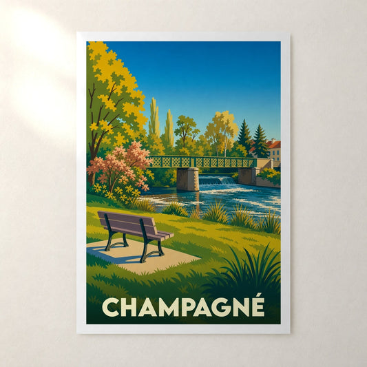 Affiche Champagné – sans cadre, accrochée au mur