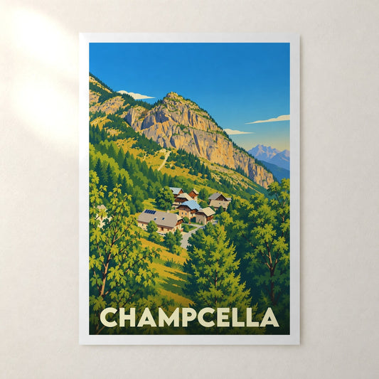 Affiche Champcella – sans cadre, accrochée au mur