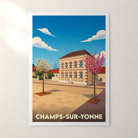 Affiche Champs-sur-Yonne – sans cadre, accrochée au mur