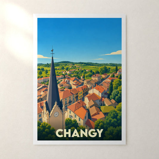Affiche Changy (Loire) – sans cadre, accrochée au mur