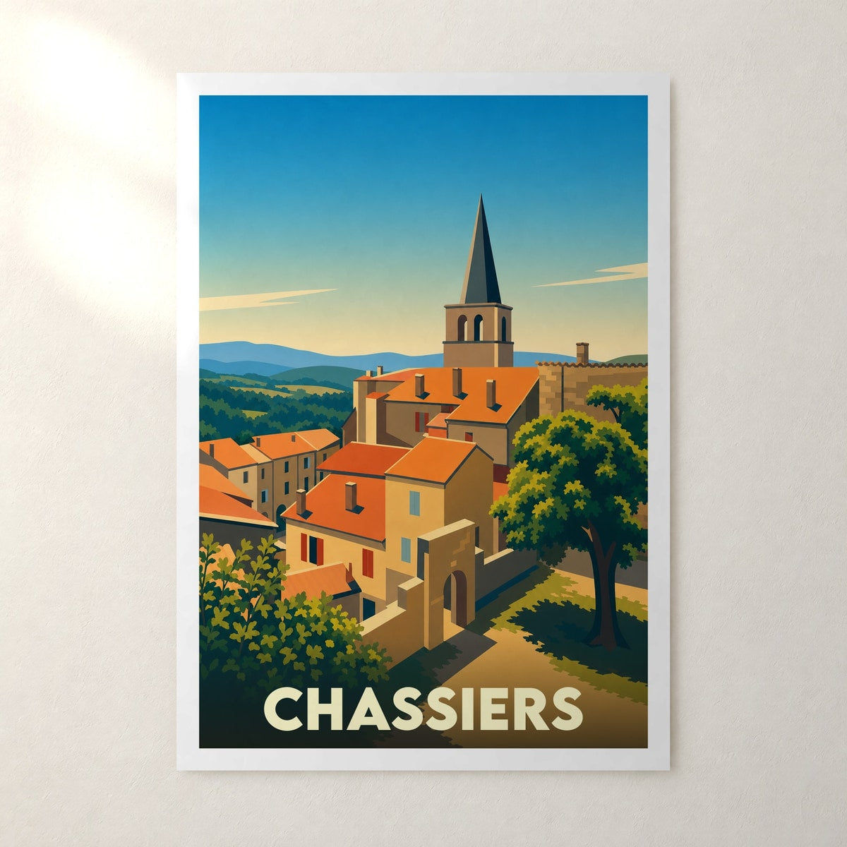 Affiche Chassiers – sans cadre, accrochée au mur