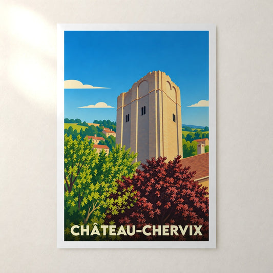 Affiche Château-Chervix – sans cadre, accrochée au mur