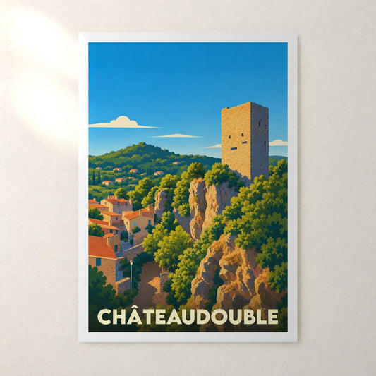 Affiche Châteaudouble (Var) – sans cadre, accrochée au mur