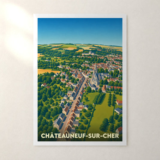 Affiche Châteauneuf-sur-Cher – sans cadre, accrochée au mur