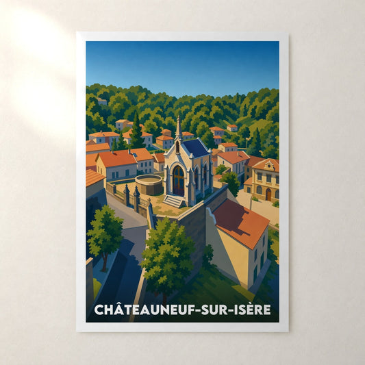 Affiche Châteauneuf-sur-Isère – sans cadre, accrochée au mur