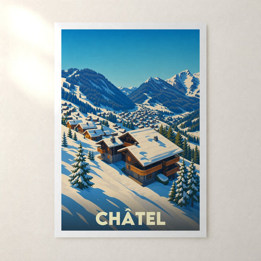 Affiche Châtel – sans cadre, accrochée au mur