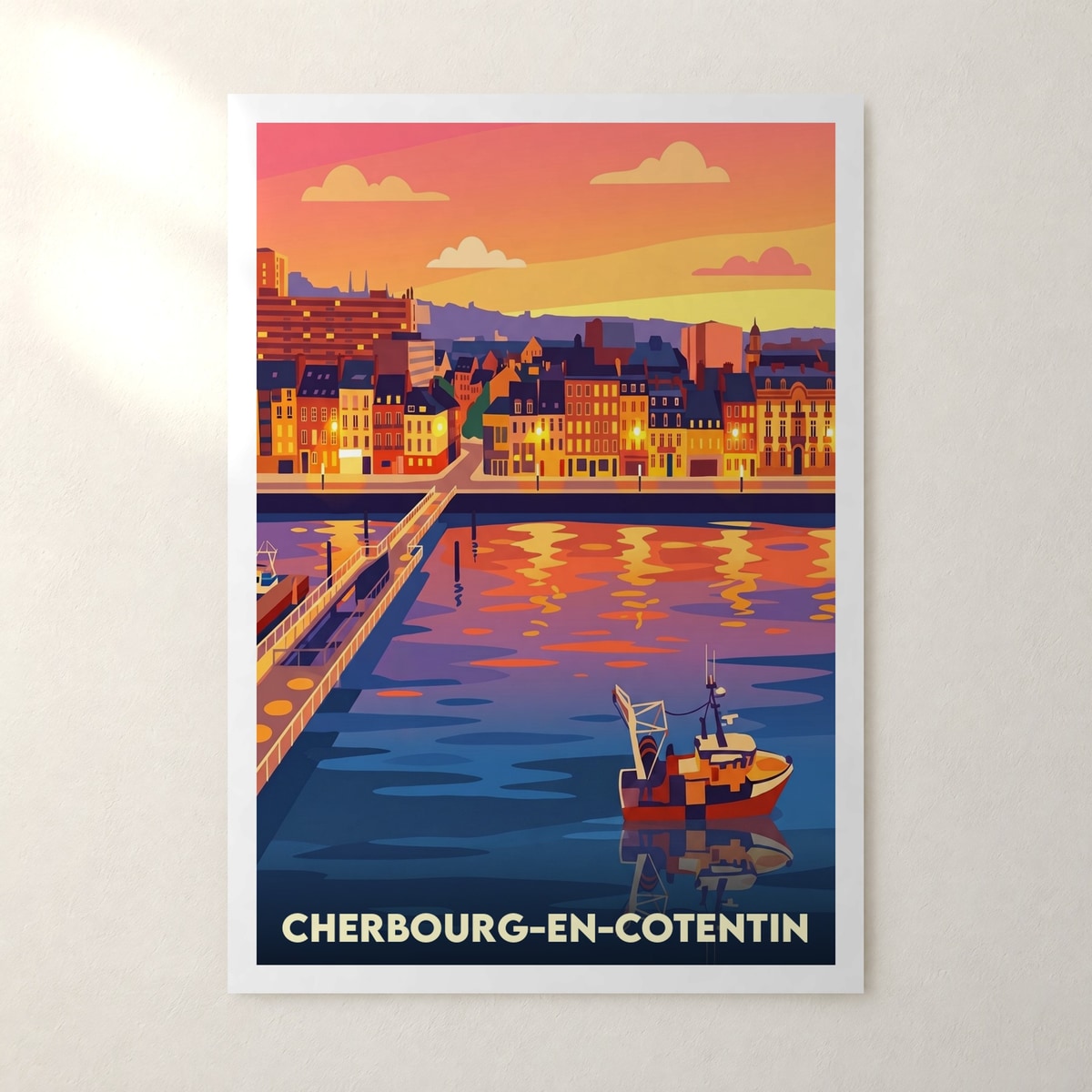 Affiche Cherbourg-en-Cotentin – sans cadre, accrochée au mur