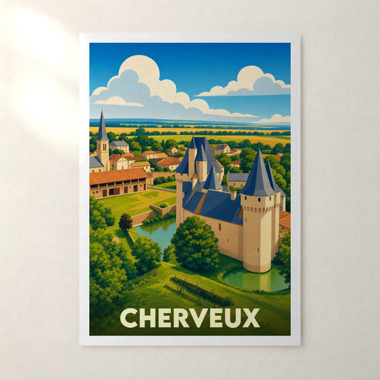 Affiche Cherveux – sans cadre, accrochée au mur