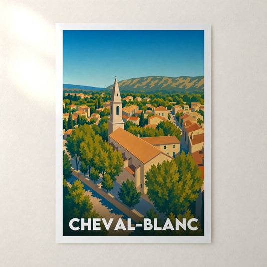 Affiche Cheval-Blanc – sans cadre, accrochée au mur