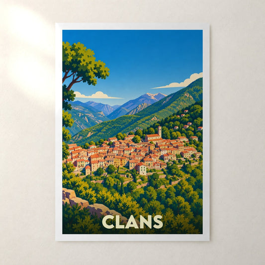 Affiche Clans (Alpes-Maritimes) – sans cadre, accrochée au mur