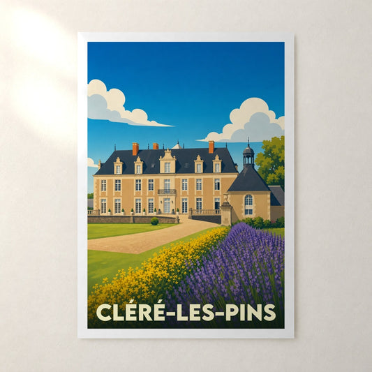 Affiche Cléré-les-Pins – sans cadre, accrochée au mur