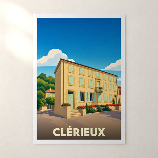 Affiche Clérieux – sans cadre, accrochée au mur
