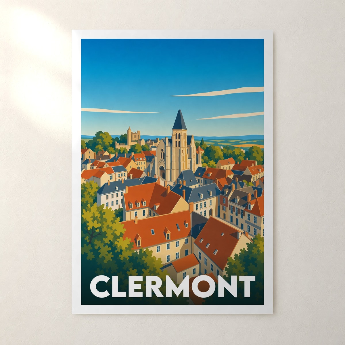 Affiche Clermont – sans cadre, accrochée au mur