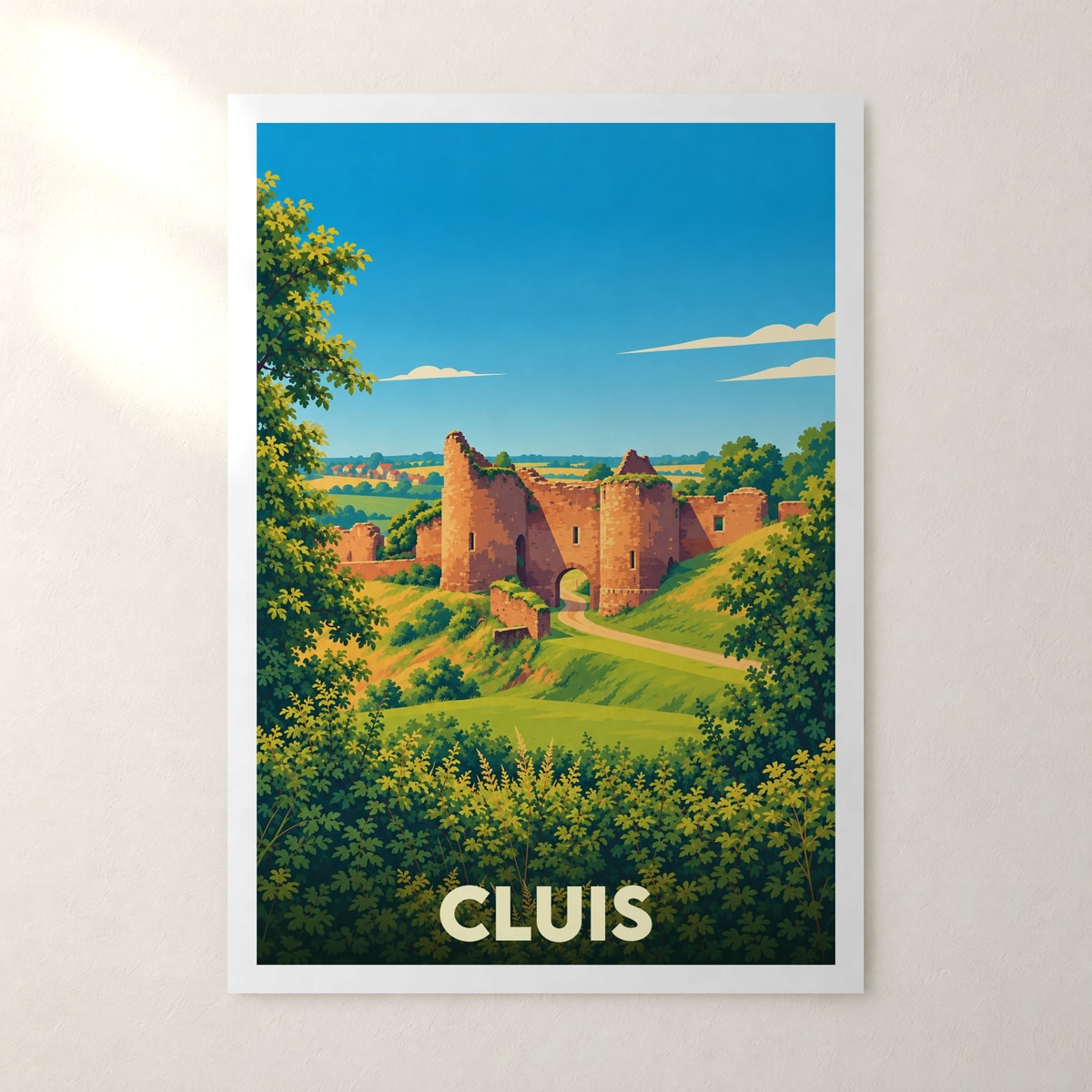 Affiche Cluis – sans cadre, accrochée au mur