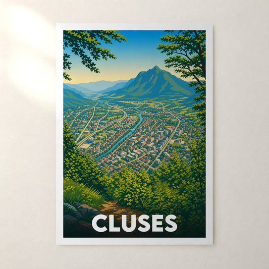 Affiche Cluses – sans cadre, accrochée au mur