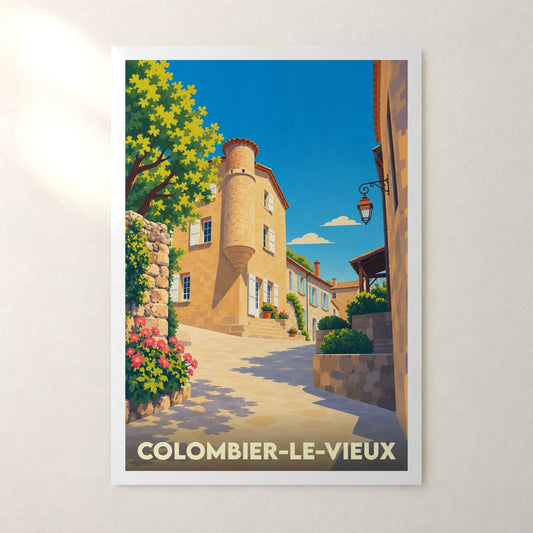 Affiche Colombier-le-Vieux – sans cadre, accrochée au mur