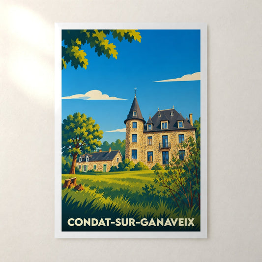 Affiche Condat-sur-Ganaveix – sans cadre, accrochée au mur