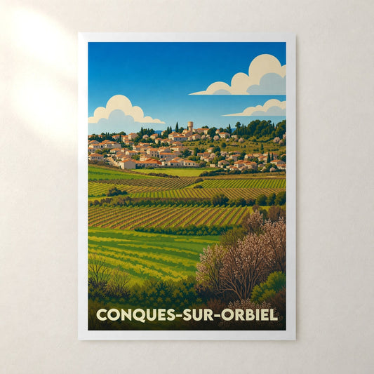 Affiche Conques-sur-Orbiel – sans cadre, accrochée au mur