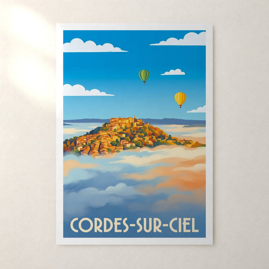 Affiche Cordes-sur-Ciel – sans cadre, accrochée au mur