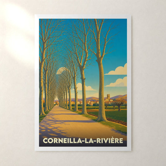 Affiche Corneilla-la-Rivière – sans cadre, accrochée au mur