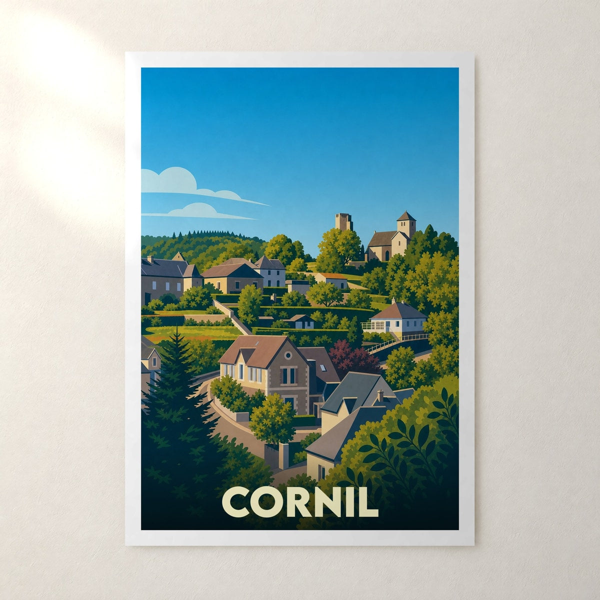 Affiche Cornil – sans cadre, accrochée au mur