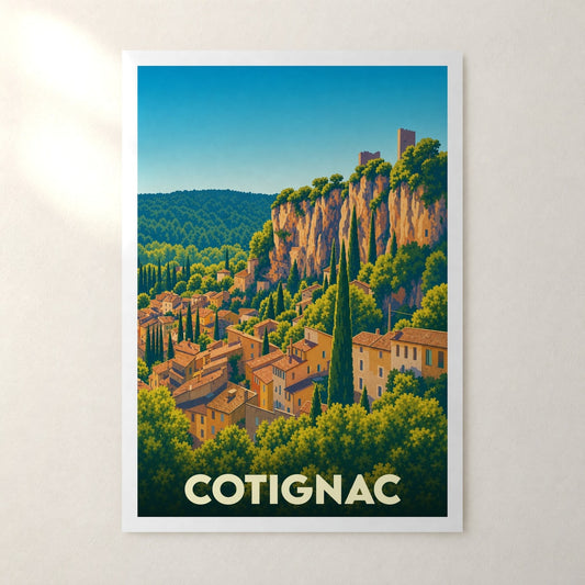 Affiche Cotignac – sans cadre, accrochée au mur