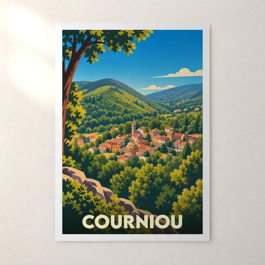 Affiche Courniou – sans cadre, accrochée au mur