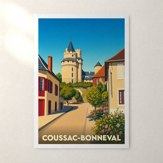 Affiche Coussac-Bonneval – sans cadre, accrochée au mur