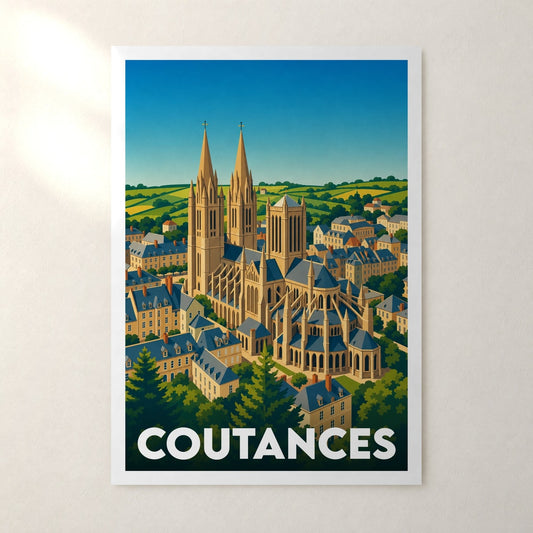 Affiche Coutances – sans cadre, accrochée au mur