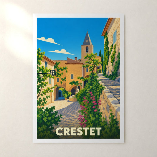 Affiche Crestet – sans cadre, accrochée au mur