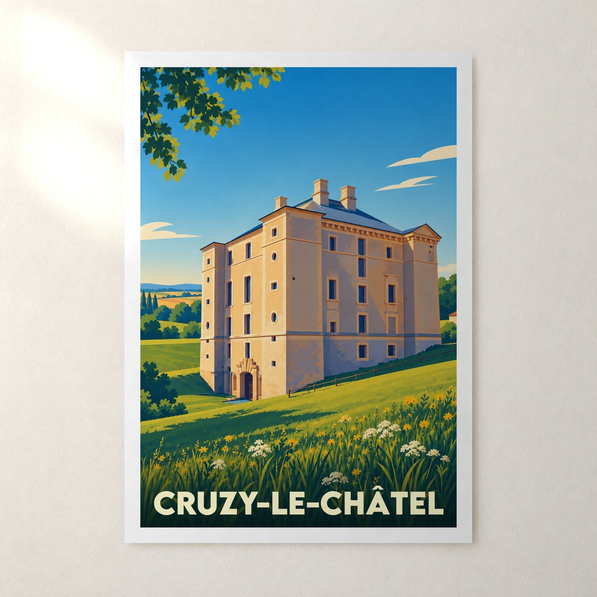 Affiche Cruzy-le-Châtel – sans cadre, accrochée au mur