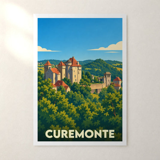 Affiche Curemonte – sans cadre, accrochée au mur