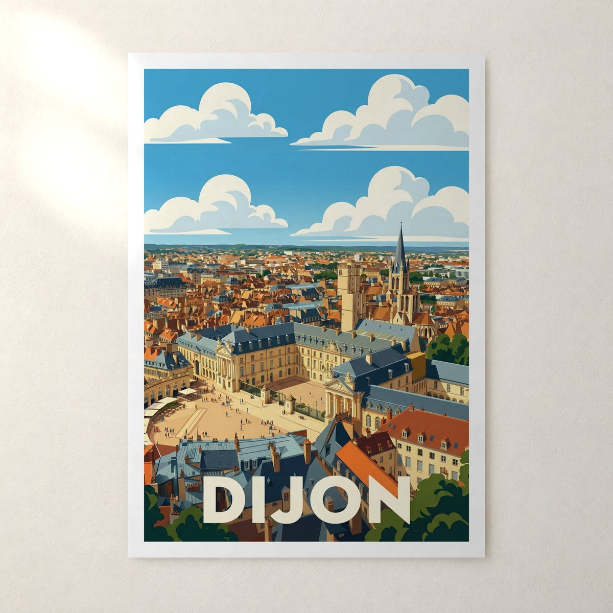 Affiche Dijon – sans cadre, accrochée au mur