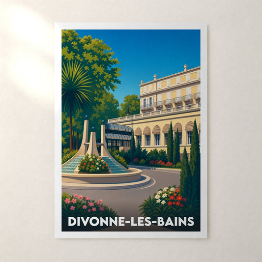 Affiche Divonne-les-Bains – sans cadre, accrochée au mur