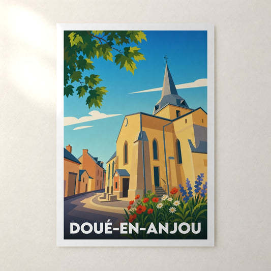Affiche Doué-en-Anjou – sans cadre, accrochée au mur