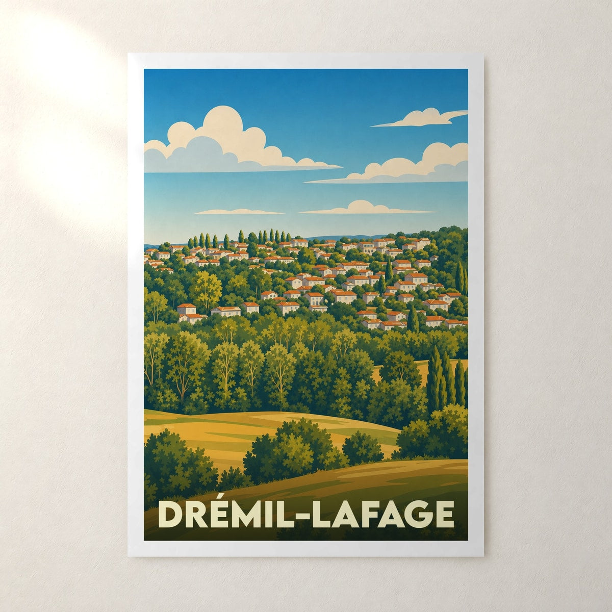 Affiche Drémil-Lafage – sans cadre, accrochée au mur