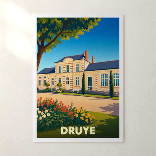 Affiche Druye – sans cadre, accrochée au mur