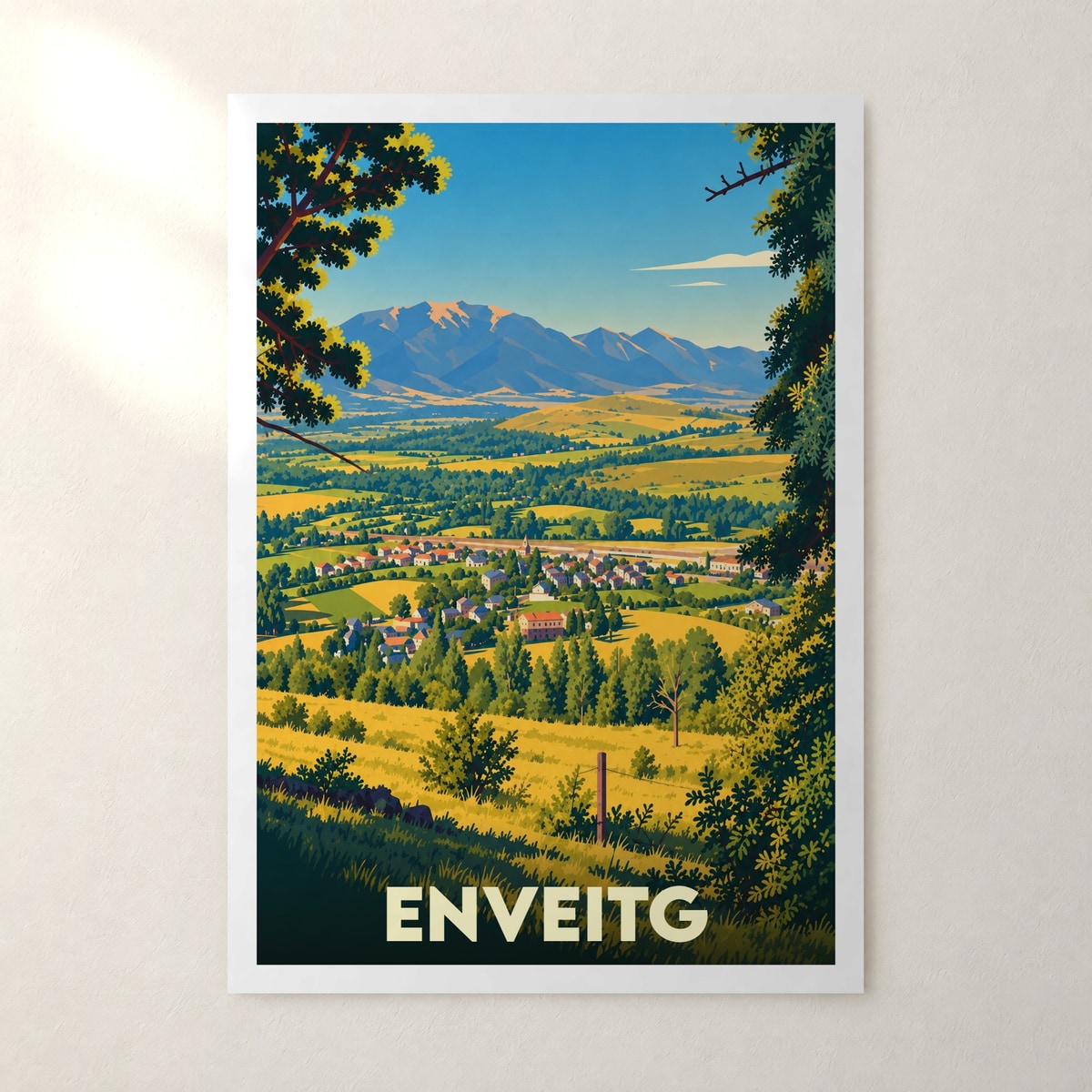 Affiche Enveitg – sans cadre, accrochée au mur