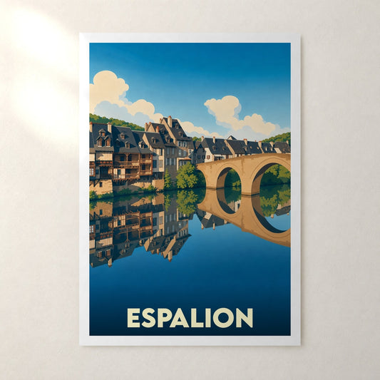 Affiche Espalion – sans cadre, accrochée au mur