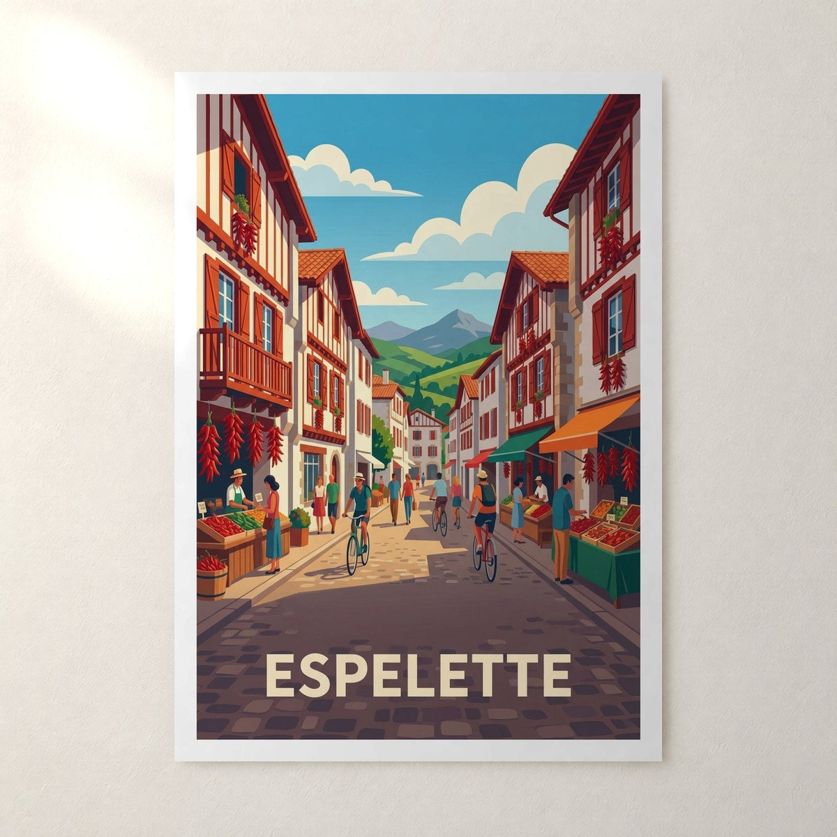 Affiche Espelette – sans cadre, accrochée au mur
