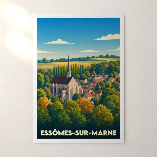 Affiche Essômes-sur-Marne – sans cadre, accrochée au mur