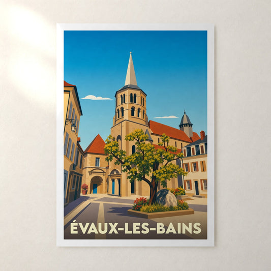 Affiche Évaux-les-Bains – sans cadre, accrochée au mur