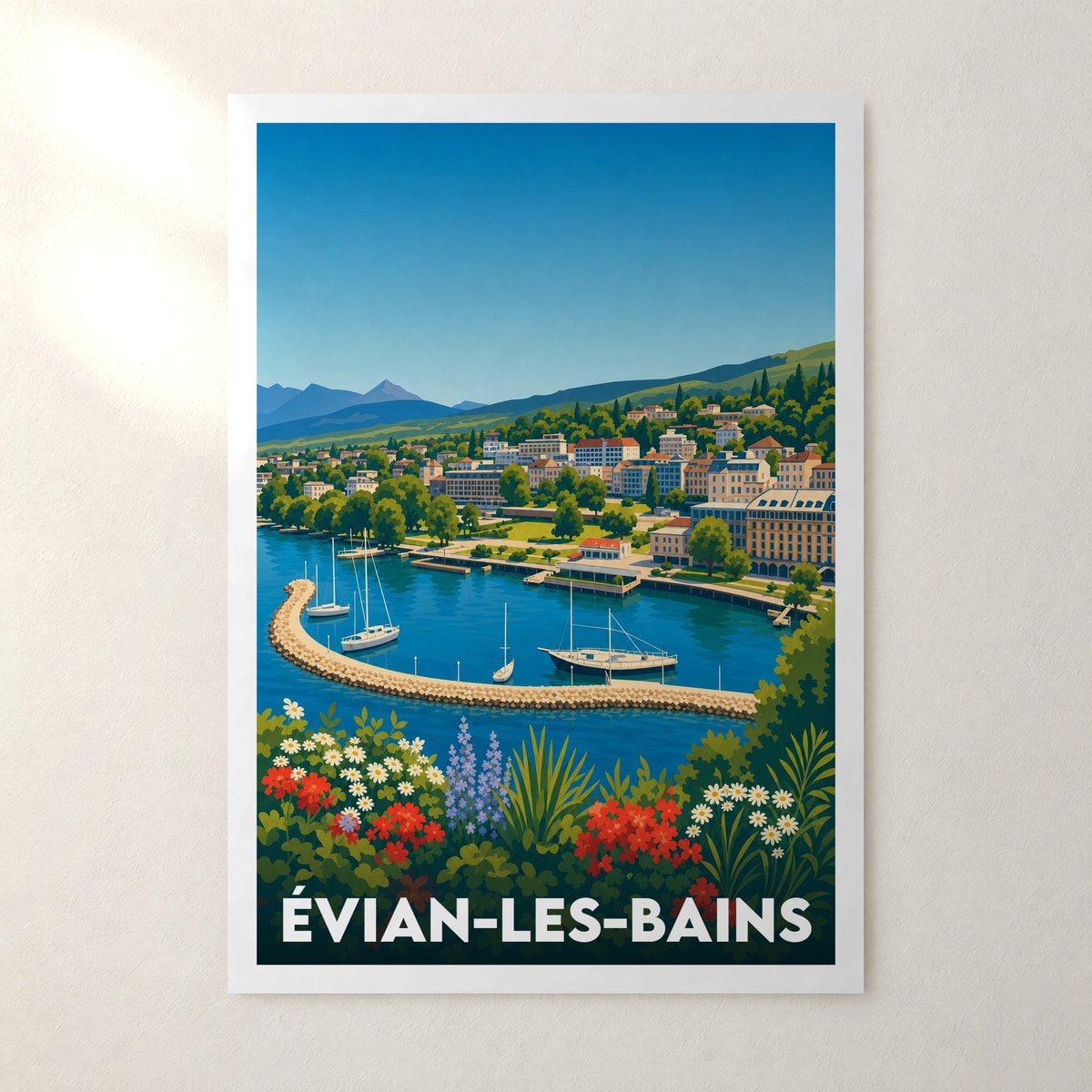 Affiche Évian-les-Bains – sans cadre, accrochée au mur