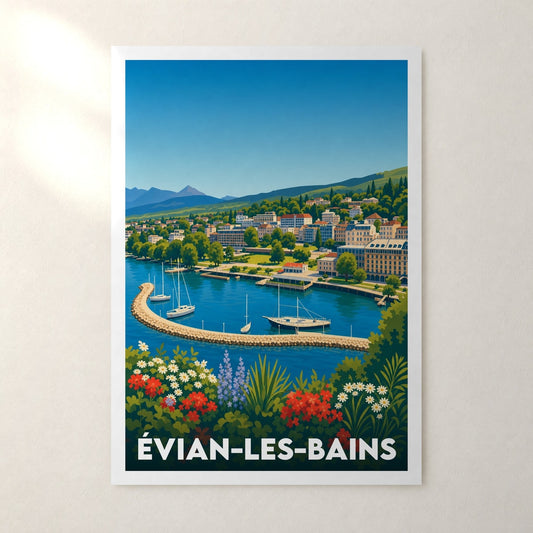 Affiche Évian-les-Bains – sans cadre, accrochée au mur